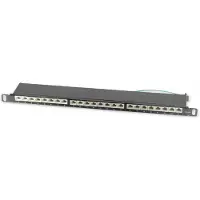S-Conn 19 inch patch panel | 24x RJ45 | CAT6a | STP | 0,5U | zwart