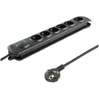 Qoltec 50112, 6 stopcontacten voor wisselstroom, 16A, 3680W, 3 meter, zwart, type C (Europese stekker)