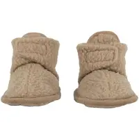 Lodger baby slofjes fleece beige Effen - maat 6-12 mnd