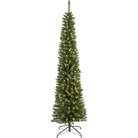 Kaemingk Pencil boom prelit H210 D60 cm groen/wit prelit met lampjes 280 stuks Everlands