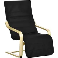 Aosom Fauteuil, fauteuil, verstelbare voetsteun, kussen, hout+zwart, 66,5 x 94 x 100 cm