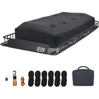 Vevor Autodakmand 2286 x 1720 x 152 mm Dakdragermand (Q195 gelegeerd staal) met waterdichte tas (Oxford) en spanbanden 113,4 kg draagvermogen Dakdrager voor SUV's