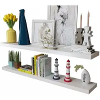 vidaXL Wandplanken MDF zwevend voor boeken/dvd wit 2 st