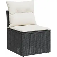 vidaXL 7-delige Loungeset met kussens poly rattan zwart