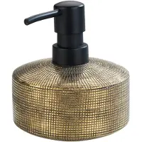 Wenko Zeepdispenser Rivara goud keramiek met structuur 400ml - Zeeppompje vrijstaand en navulbaar - Badkamer/toilet/keuken