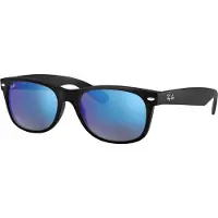 Ray-Ban New Wayfarer RB2132/55 Rubber Black / Grey Mirror Blue