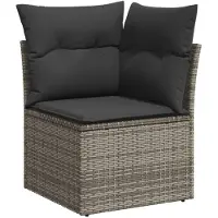 vidaXL 8-delige Loungeset met kussens poly rattan grijs