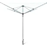 Relaxdays waslijn, 49 meter, afmetingen (hoogte x breedte x diepte): 184x242x242 cm, scheurbestendige touwen, stabiele opstelling met grondpen, geschikt voor de tuin, kleur: zilver