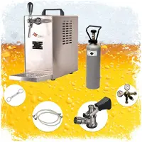 Ich-zapfe Compleet Set Biertapinstallatie JET 30 1-Lijns Droog Koelapparaat tot 40 L/u met Köpi Tapkop, Drukregelaar, CO2 Fles 2 kg, Slangen en 5L adapter