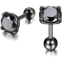 Mendes Heren oorbellen Black Royal King Crown Zwart-7mm