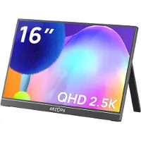 Arzopa Z1RC 16" 2.5K draagbare monitor, 2560 x 1600 QHD IPS-scherm, 123% sRGB, met ingebouwde standaard, USB-C, HDMI, oogcomfort, extern tweede scherm voor Mac, laptop, telefoon, PS4/5, Xbox, Switch
