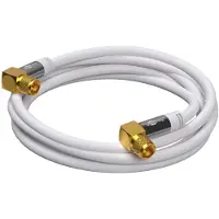 Goobay F (m) - F (m) coaxkabel | 135 dB | koper | haaks | verguld | wit | 1 meter