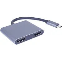 PremiumCord MST-adapter, USB-C naar 2x HDMI, USB3.0, PD, resolutie 4K en FULL HD 1080p