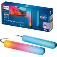 Philips Smart Lighting - Gradient Light Bars - Tafellamp - RGBIC - Gekleurd en instelbaar wit licht - Muzieksynchronisatie - Wall washer - Lengte: 30cm - Zwart - Werkt met de WiZ app - Wifi