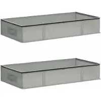 vidaXL Opbergbox met transparant bovenraam, 2 stuks, 90 liter, grijs