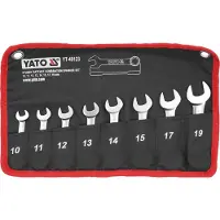 YATO Set van 8 korte ringsleutels met ratel, van 10 tot 19 mm