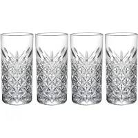 Secret De Gourmet Pasabache Drinkglazen Barok Crystal - 4x stuks - decoratie glas - 450 ml - H11 cm - waterglazen - Sapglazen - Longdrink