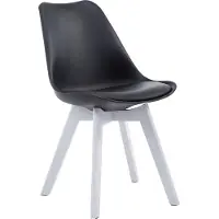 CLP Stoel Borne V2 - kunststof/kunstleer, houten poten, wit - Zwart