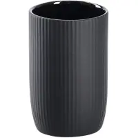 Zeller Tandenborstel beker/houder - keramiek - zwart - mat - rond - 8 x 12 cm