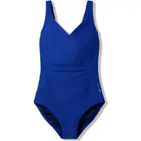 Speedo Shirred Swimsuit Dames - Badpak Dames met Uitneembare Cups - Zwempak Dames met Plooien - Badpak Dames met Verstelbare Bandjes - Blauw - 44