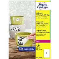 Avery afneembare weerbestendige etiketten formaat 210 x 297 mm (b x h) (b x h) wit doos van 20 etiketten