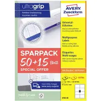 Avery 4782-65 Universele etiketten 97 x 67.7 mm Papier Wit 65 vellen Permanent hechtend Inkjet, Laser (zwart/wit), Laser (kleur), Kopiëren