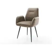 DELIFE Eetkamerstoel Zoa-Flex microvelours taupe vintage 4-poot conisch zwart pocketveer kern