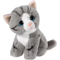 Heunec pluche grijze kat/poes knuffel - 14 cm - speelgoed katten en poezen