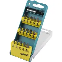 Wolfcraft 2400000 Bitset 16-delig Plat, Kruiskop Phillips, Kruiskop Pozidriv, Binnen-zesrond (TX)