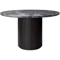 Gubi Moon eettafel rond marble grey, Ø120 cm, bruine/zwartgebeitste voet