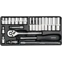YATO Set van 23 steeksleutels, 1/4 inch, in een metalen koffer