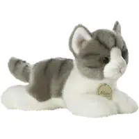 Aurora Pluche kat/poes knuffel - grijs/wit - 20 cm - kinder dieren speelgoed knuffels - Katten - Knuffel huisdieren