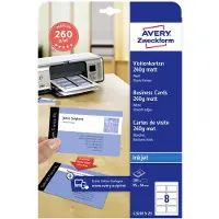 Avery C32015-25 Bedrukbare visitekaarten, gladde kant 85 x 54 mm Wit 200 stuk(s) Papierformaat: DIN A4
