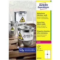 Avery Zweckform AVERY Weerbestendige folie-etiketten L4719-20 Permanent hechtend A4 Wit 105 x 148 mm 20 Vellen à 4 Etiketten