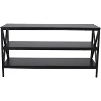 Sensahome TV Meubel Vintage - Industriele Houten TV Kast met Stalen Frame - 3 Laags met Opbergplanken - 140x40x62,5cm - Zwart