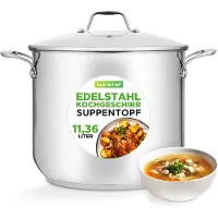 Nutrichef Inductiekookpan van 11 liter met transparant deksel, geschikt voor de vaatwasser