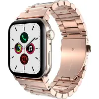 Cazy horlogebandje geschikt voor Apple Watch Bandje (PrimeSteel) - Smartwatchbandjes (+Horloge inkortset) - Universeel bandje geschikt voor Apple 44/45/46/49 mm - Rose Goud