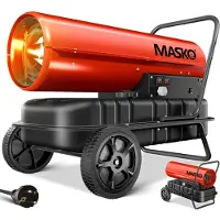 MASKO Heteluchtkanon 30kW Diesel 34 Liter Tank - mobiele Warmtekanon met Thermostaat 750m³/u inclusief Wagen - Rood / Zwart