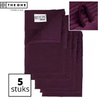 The One Towelling Classic Gastendoeken - 30 x 50 cm - 5 Stuks - Voordeelverpakking - Hoge vochtopname - 100% Zacht katoen - Pruim