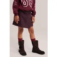 We fashion tweed korte rok met glitters - donkerrood Effen - maat 146/152