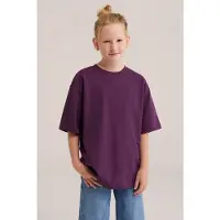 We fashion T-shirt met backprint - aubergine Paars Meisjes Katoen Ronde hals - maat 170/176