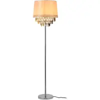 Lux.pro Staande lamp, 1 x E27 fitting, 165 cm hoog, zilverkleurig, wit, met kristallen ornamenten. Geschikt voor de woonkamer. Staande lamp