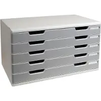 Exacompta MODULO A3-ladebox 5 laden steengrijs, voor A4-A3+, stofdicht, stil met veiligheidsstop, stapelbaar