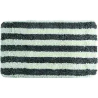 MSV Badkamerkleed/badmat - kleedje voor op de vloer - grijs/wit - 50 x 80 cm - Microvezel - Badmatjes