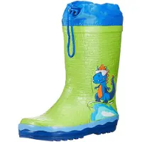 Playshoes Regenlaarzen 'Dino' blauw / limoen / oranje