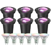 LEDVION Set van 6 LED Grondspot Buiten IP67 4.9W 230V 345Lm GU10 RGB rond