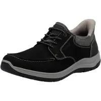 Rieker heren veterschoen van leer met zachte, uitneembare binnenzolen, model 03656, maat: 44 EU, kleur: zwart