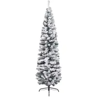 vidaXL Kunstkerstboom met sneeuw smal 180 cm PVC groen
