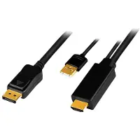 Logilink CH0090 HDMI-Kabel A/M + USB-A/M to DP/M, UHD 4K/30 Hz, sw, 1 m