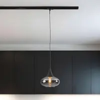 LumenXL 1-fase rail hanglamp Nill met smoke glas en spiegeleffect